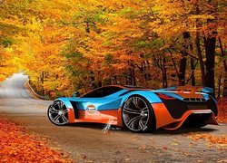 Jesień, Droga, Las, Auto, Pagani Thawara Gulf, Koncept