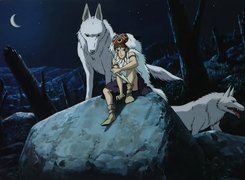 Mononoke Hime, wilki, księżyc