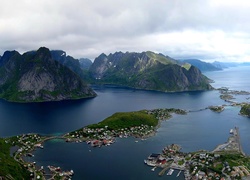 Norwegia, Lofoty, Morze, Góry