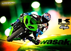 Kawasaki Ninja ZX-10R, Zielony, Logo, Motocyklista