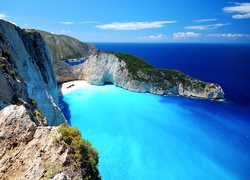 Grecja, Zaynthos, Plaża Navagio, Wrak, Skały, Morze