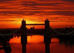Zachód, Słońca, Most, Londyn