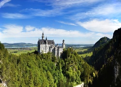 Zamek, Neuschwanstein, Góry, Lasy, Niemcy