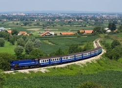 Pociąg, Pola, Łąki, Panorama, Miasta