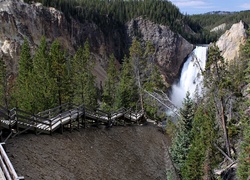 Stany Zjednoczone, Park Narodowy Yellowstone, Góry, Wodospad, Upper Falls