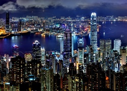 Hong, Kong, Nocą, Chiny