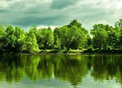Jezioro, Drzewa, Odbicie