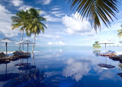 Morze, Parasole, Palmy, Malediwy, Wakacje