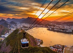 Rio de Janeiro, Kolejka, Linowa, Zachód, Słońca