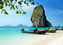 Krabi, Beach, Morze, Wysepka, Plaża, Łodzie