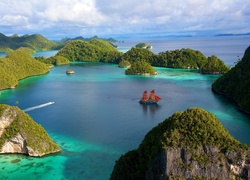 Morze, Żaglowiec, Wyspy, Indonezja