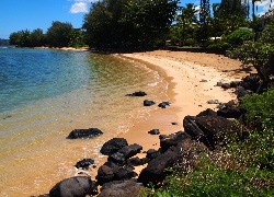 Ocean, Plaża, Kamienie, Hawaje