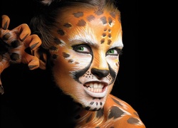 Kobieta, Kocica, Bodypainting