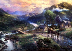 Obraz, Thomas Kinkade, Wieś