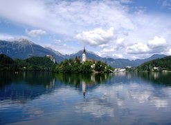Kóściół, Góry, Jezioro, Bled, Słowenia