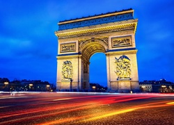 Francja, Paryż, Nocą, Łuk Triumfalny, Droga