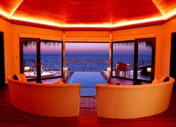 Dom, Morze, Widok, Malediwy