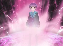 Suzumiya Haruhi No Yuuutsu, osoba, fioletowe tło