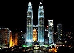 Malezja, Kuala Lumpur, Petronas Towers, Noc