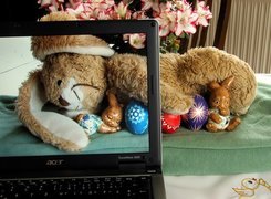 Wielkanoc,laptop , Zajączkowa rodzinka