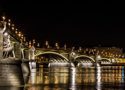 Oświetlony, Most, Rzeka Dunaj, Budapeszt, Węgry