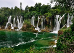 Wodospady, Zieleń, Kravice, Bośnia