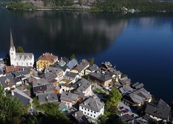 Jezioro, Domy, Hallstatt, Austria