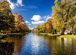 Park, Rzeka, Fontanny, Jesień