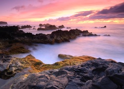 Morze, Skały, Zachód Słońca, Azory, Portugalia