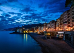 Morze, Plaża, Miasto, Camogli, Włochy