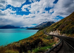 Queenstown, Nowa Zelandia, Jezioro Wakatipu, Droga, Góry