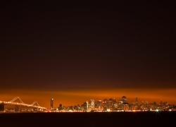 San Francisco, Miasto, Nocą, Most, Oświetlenie