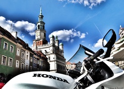 Ratusz, Poznań, Stary, Rynek, Honda, Motocykl