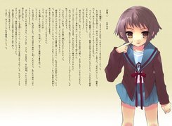 Suzumiya Haruhi No Yuuutsu, krótkie włosy, duże oczy