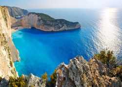 Morze, Zatoka, Skały, Plaża, Zakynthos, Grecja