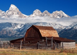 Drewniany, Dom, Góry, Wyoming