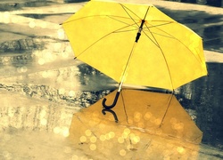 Deszcz, Żółta, Parasolka