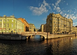 Domy, Most, Kanał, St.Petersburg, Rosja