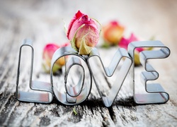 Napis, Love, Kwiatek, Miłość