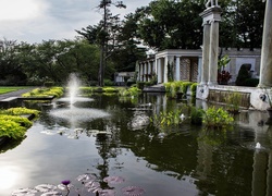 Park, Budowle, Sadzawka, Fontanna