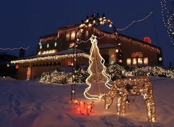 Boże Narodzenie,lampki , domek