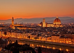 Katedra, Florencja, Panorama, Miasta, Włochy