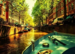 Amsterdam, Kanał, Łodzie, Holandia