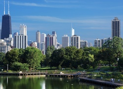 Wieżowce, Chicago, Panorama, Miasta