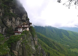 Świątynia, Paro Taktsang, Bhutan, Skały, Góry, Himalaje