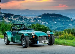 Samochód, Caterham, Seven, 160, Droga, Góry, Panorama, Miasta