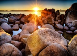 Morze, Kamienie, Zachód Słońca