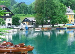 Domy, Łódki, Jezioro, Bled, Słowenia