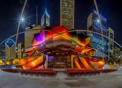 Pritzker, Pavilion, Chicago, Noc