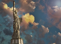 Statua, Wolności, Nowy, Jork, Chmury